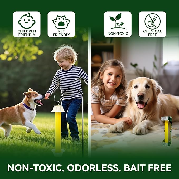 Gideal 2-Pack Yellow Sticky Fly Traps Pest Control for Indoor/Outdoor Use, Gnat Trap for Flying Plant Insect