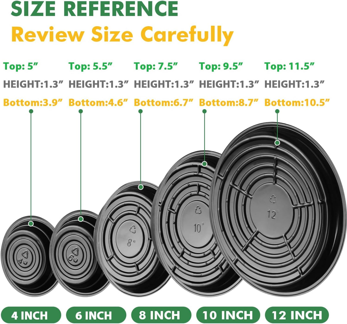 40 Pack 4 Inch Plant Saucer, Black Plant Saucers for Indoors No Holes, Plastic Plant Saucer for Plant Pots Plant Water Catcher Tray, Small Flower Pot Saucers Bulk Plant Drip Trays for Potted Plants