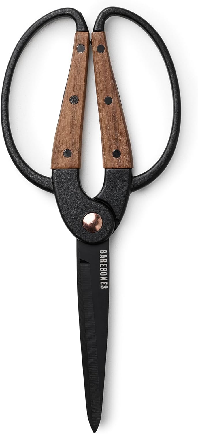 Barebones Garden Scissors - Walnut Scissors - Garden Supplies and Indoor Plant Accessories - Plant Shears with Wide Handles - Comfortable Fit Hand Pruners (Large)