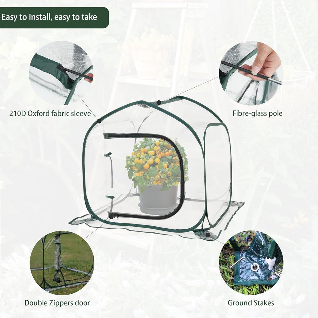 Mini Transparent Pop Up Greenhouse for Indoor and Outdoor Backyard Gardens - Portable Large Space and Durable