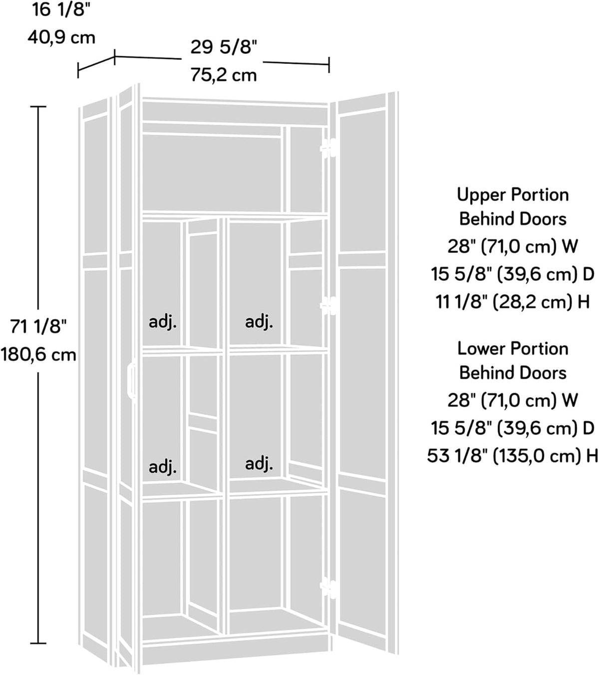 Sauder Select Storage Cabinet, Pantry Cabinet Kitchen Storage with Adjustable Shelves, Bathroom Storage Cabinet, in Highland Oak
