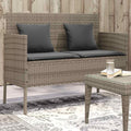 Gray Poly Rattan Patio Storage Bench with Cushion, Outdoor Seat with Waterproof Bag and Gas Spring