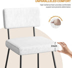 Velvet Dining Chairs Set of 4, Upholstered Dining Room Kitchen Chair with Thick Cushion, Soft Backrest, Metal Legs, Mid Century Modern Accent Side Chair for Home Living Room Bedroom, White