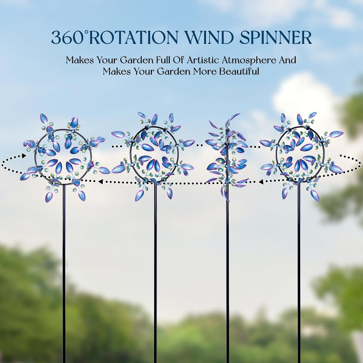 Large Wind Spinners Outdoor, Kinetic Metal Wind Spinners for Yard and Garden, Gift for Family or Friends(30'' H x 87'' H)
