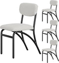 GarveeHome Beige Dining Chairs Set of 4, Boucle Upholstered Kitchen Chair, Modern Dining Chairs with Metal Legs for Living Room, Dining Room, Kitchen,4 Lambswool Fabric Beige Chairs