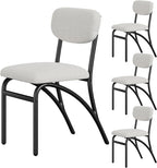 GarveeHome Beige Dining Chairs Set of 4, Boucle Upholstered Kitchen Chair, Modern Dining Chairs with Metal Legs for Living Room, Dining Room, Kitchen,4 Lambswool Fabric Beige Chairs