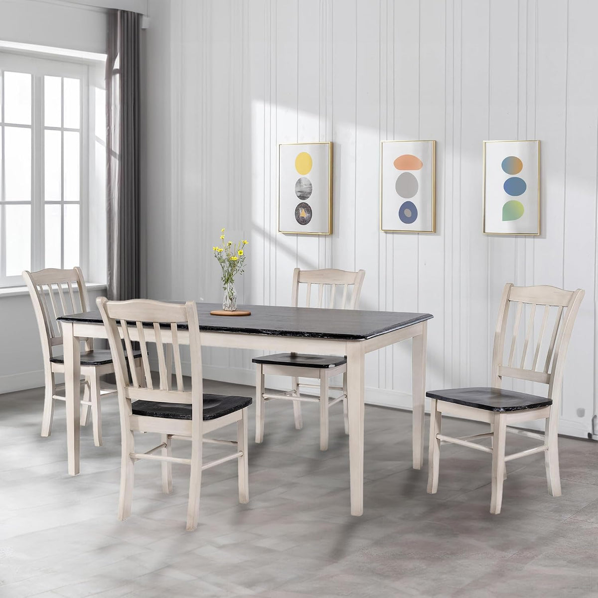 Boraam Shaker Rectangular Wood Dining Table - European Black Ash/Antique White