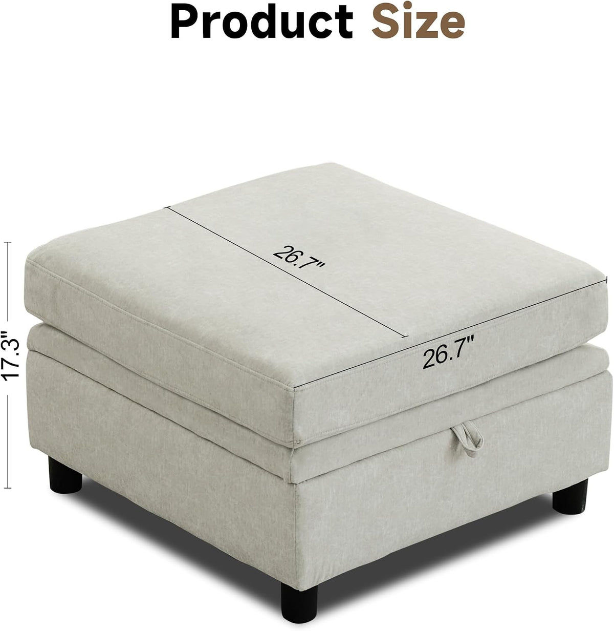 Korser Ottoman Module for Modular Sectional Sofa, Storage Ottoman Seat for Convertible Sectional Sofa Couch, Personalized Combination, Beige