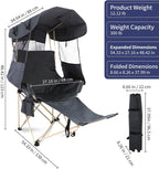 Folding Camping Chairs Canopy Outdoor: Sports Portable Beach Chair with Canopy-Lawn Beach Chairs with Umbrella for Adults-Camping Chair with Shade for Fishing Camp Heavy Duty (Casual, Grey)