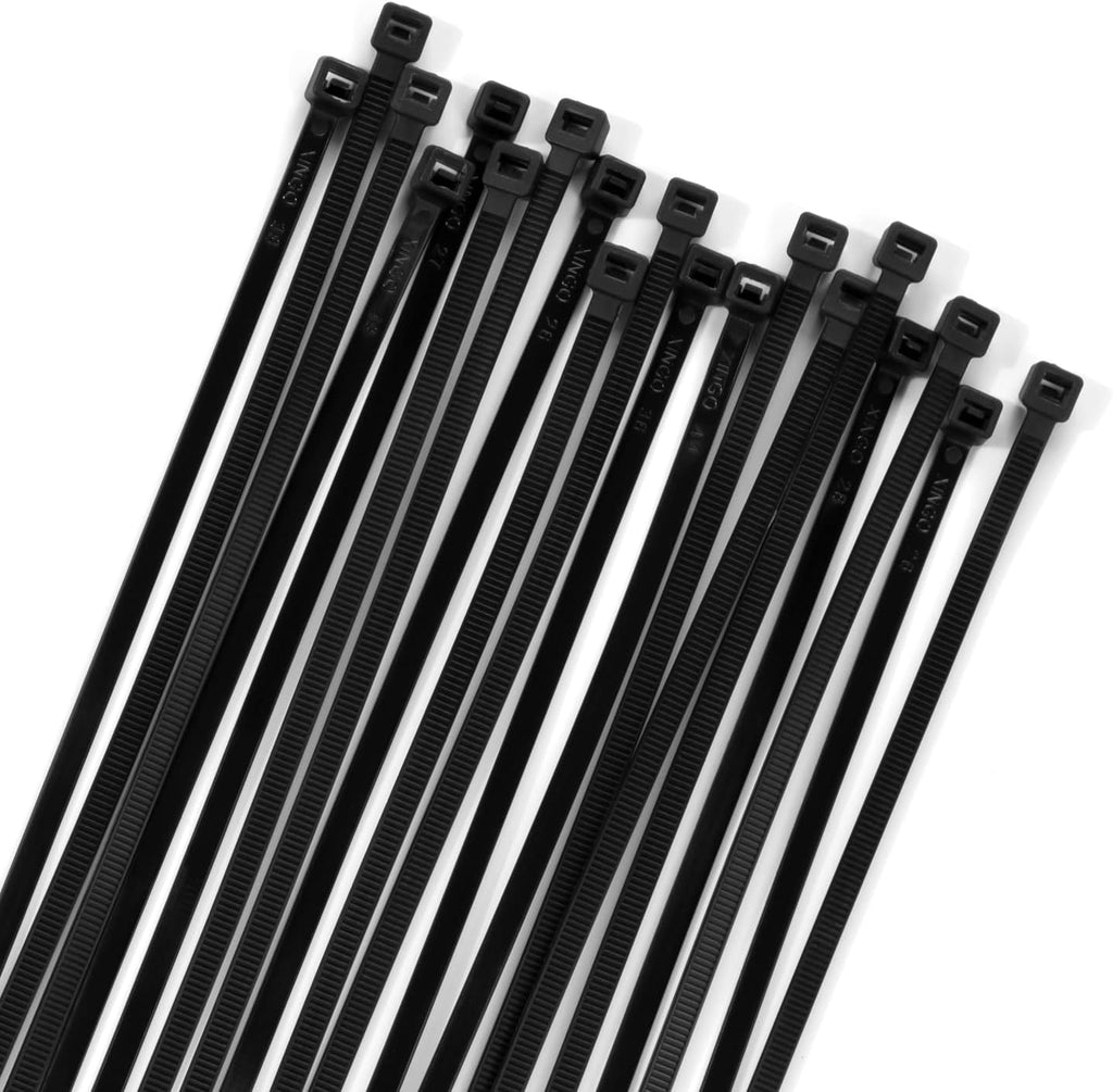 XINGO 100PCS Cable Zip Ties Heavy Duty, Premium Nylon Plastic Wire Ties with 50 Pounds Tensile Strength, Self-Locking Black Nylon Zip Ties for Indoor and Outdoor (12 inch, Black)