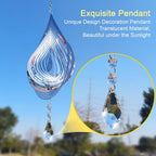 2PCS Wind Spinner 3D Stainless Steel Metal Sculptures Decorations, Water Droplets Wind Sculptures & Spinners, Outdoor Hanging Garden Decoration, Bird Devices Deterrent for Outside to Scare Birds Away