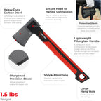 INTERTOOL Hatchet Lightweight for Camp Firewood Splitting & Kindling - Small 14" Wood Chopping Axe with Shock Absorbing Anti-Slip Handle & Sheath - Ax for Outdoor, Hiking, and Gardening - HT08-0291