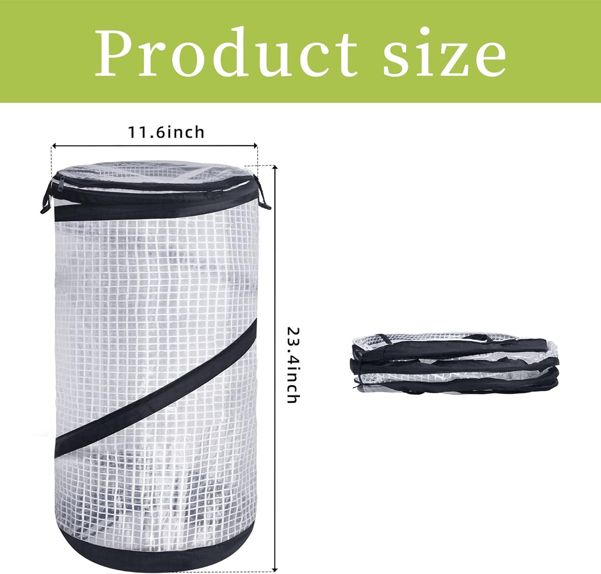 DECOHS 2 PCS Pop up Mini Greenhouse-23.4x11.6 Inch PVC Spring-up Plant Protector with Zipper-Portable Greenhouse Cover for Gardening Plants Cold Frost Protection Wind Rain Proof