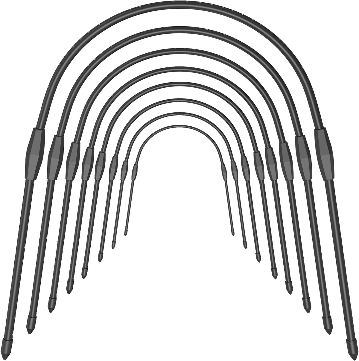 FOTMISHU 8pcs Garden Hoops for Raised Beds, 23.6" x 25.6“ Greenhouse Hoops for Cover Garden Netting, Rust-Free Garden Tunnel, Reuseable Gardening Supplies for Plants (8pcs M- 23.6" x 25.6“)