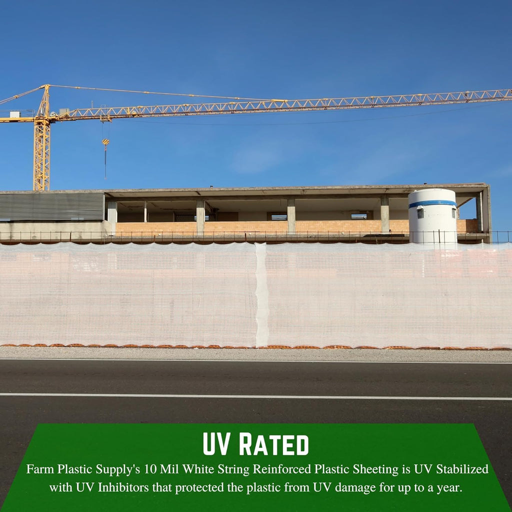 Farm Plastic Supply - Dura Skrim 10 Mil White String Reinforced Plastic Sheeting - White Plastic Sheeting, 10 Mil White Plastic Sheeting, String Reinforced Plastic Sheeting (16' x 100')