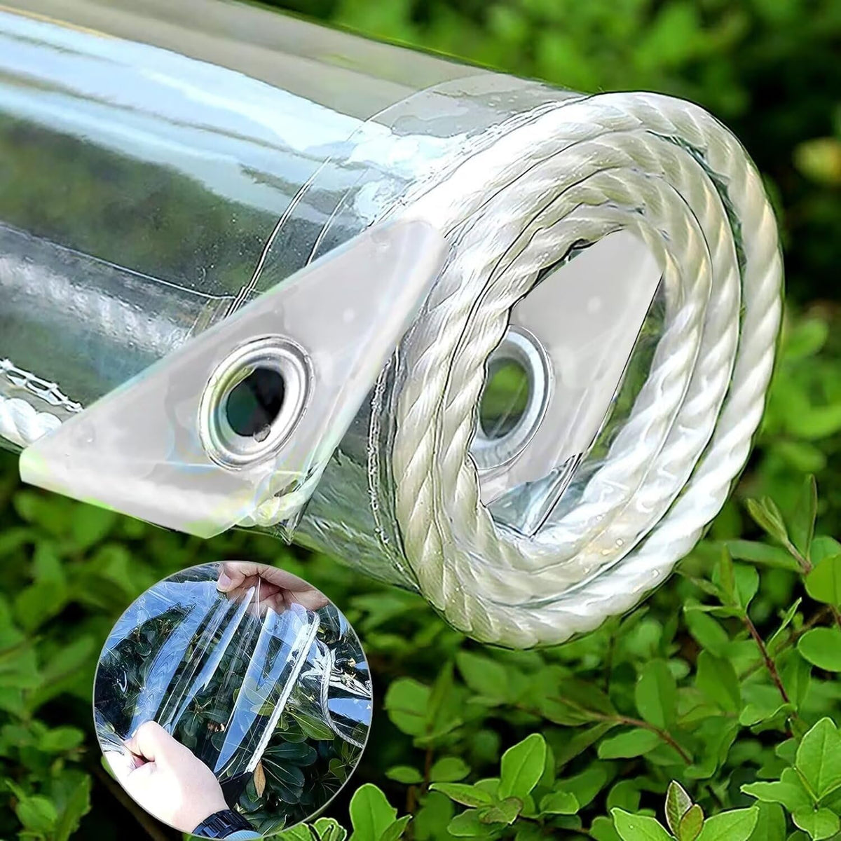 10' X 15' Clear Vinyl Tarp, 14 Mil Clear Tarps Heavy Duty Water Resistant, 400g/m² Thickened Tear Resistant with Metal Grommets, for Patio Porch and Garden Chicken Coop