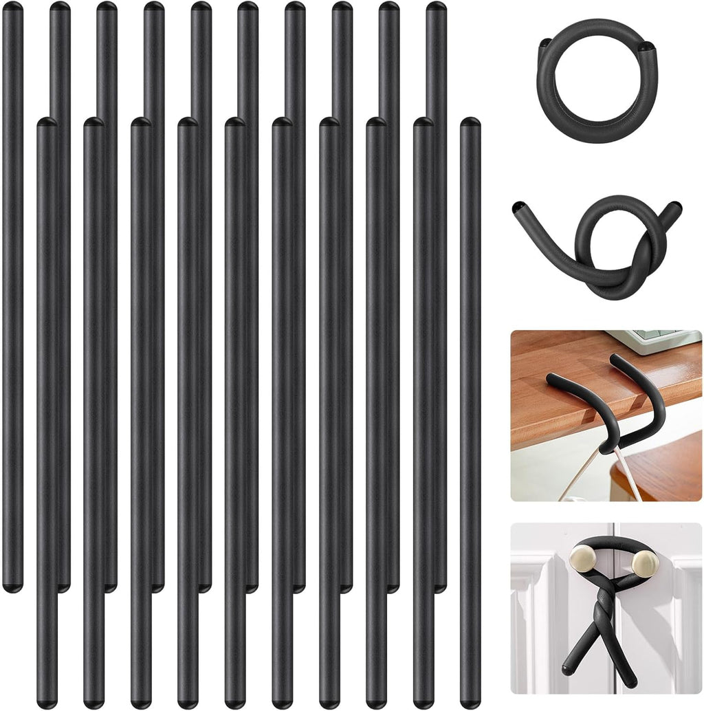 20 Pcs 17 Inch EVA Foam Twist Rubber Ties Reusable Bendable Cable Tie Straps Flexible Heavy Duty Twisty Ties for Organizing Cords Bundling (Black)