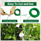 100 Feet Green Soft Plant Tie - 2.5mm Flexible Twist Garden Wire for Climbing Plants, Tomatoes, Bonsai & Office/Home Organizing