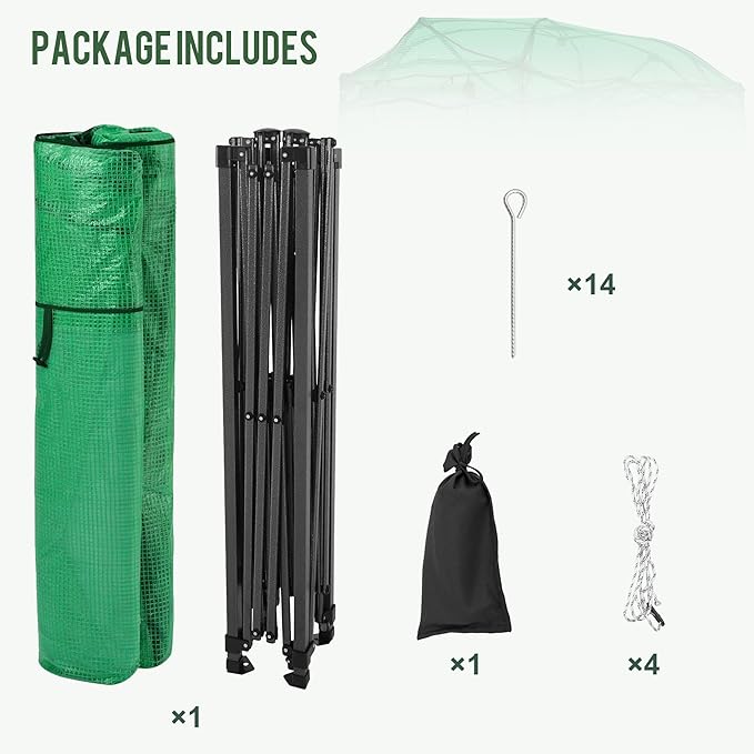 8.5 x 7 FT Walk-in Greenhouse, Portable Pop-up Green House 3 Adjustable Hights Heavy Duty Plant Gardening Canopy with Durable PE Cover for Indoor Outdoor (Clear and Green)