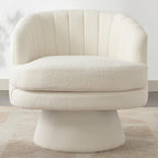 CANMOV Swivel Accent Chair with Armrest, Modern 360 Degree Swivel Barrel Chair with Curve Back and Soft Cushion,Comfy Round Sherpa Teddy Armchair Single Sofa for Living Room,Bedroom,Waiting Room,Beige