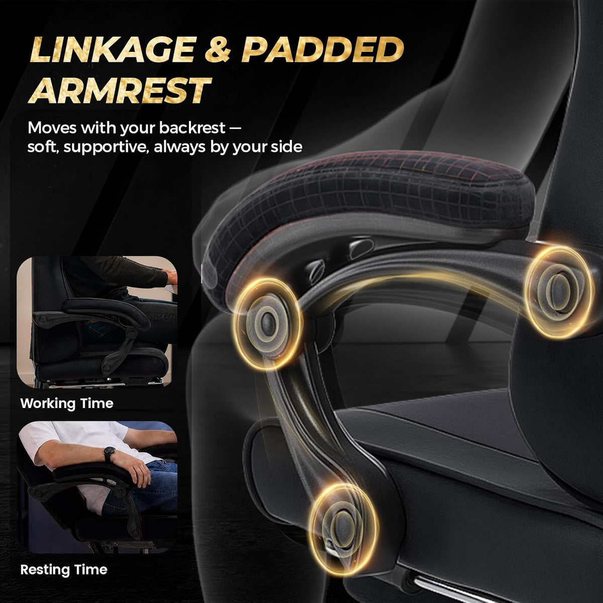 GTPLAYER Video Gaming Chair Fabric, Ergonomic Computer Chair with Footrest and Pocket Spring Cushion, Height Adjustable Video Gamer Chair with Lumbar Support for Adults, Black