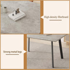 46.5" Modern Grey Dining Table Set for Small Spaces, 5-Piece Set with Rectangular Table & 4 Padded Leather Chairs, Compact, Sturdy & Easy to Assemble (Table + 4 Black Dining Chairs, 46.5")