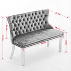 Modern Loveseat Settee Bench Sofa Couch, 46" Dining Bench with Wing Back,Nailhead Trim,Gold Stainless Steel Legs, Upholstered Banquette Entryway Bench for Dining Living Room Hallway Entryway,Black