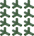 12 Pcs 11mm Greenhouse Frame Building Connectors, 4 Way Right Angle Pipe Fitting for Grape Trellis/Sunscreen Shed/Gardening Plant Stakes, Greenhouse Accessories [Green]