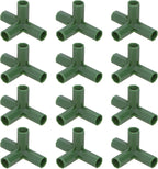 12 Pcs 11mm Greenhouse Frame Building Connectors, 4 Way Right Angle Pipe Fitting for Grape Trellis/Sunscreen Shed/Gardening Plant Stakes, Greenhouse Accessories [Green]