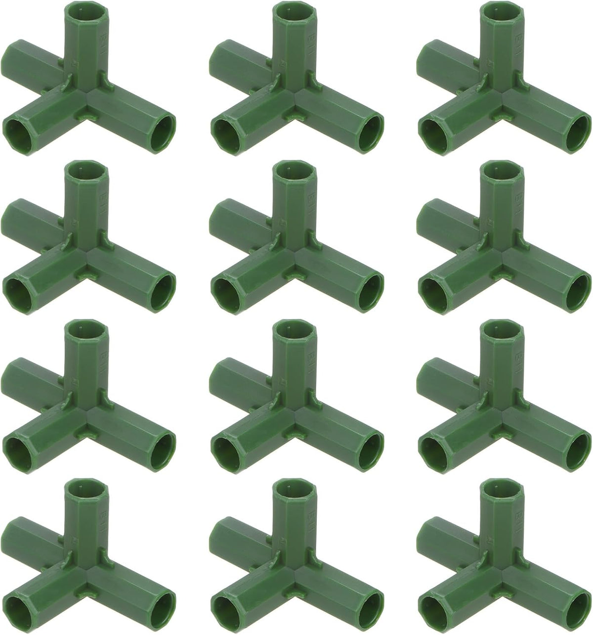 12 Pcs 11mm Greenhouse Frame Building Connectors, 4 Way Right Angle Pipe Fitting for Grape Trellis/Sunscreen Shed/Gardening Plant Stakes, Greenhouse Accessories [Green]