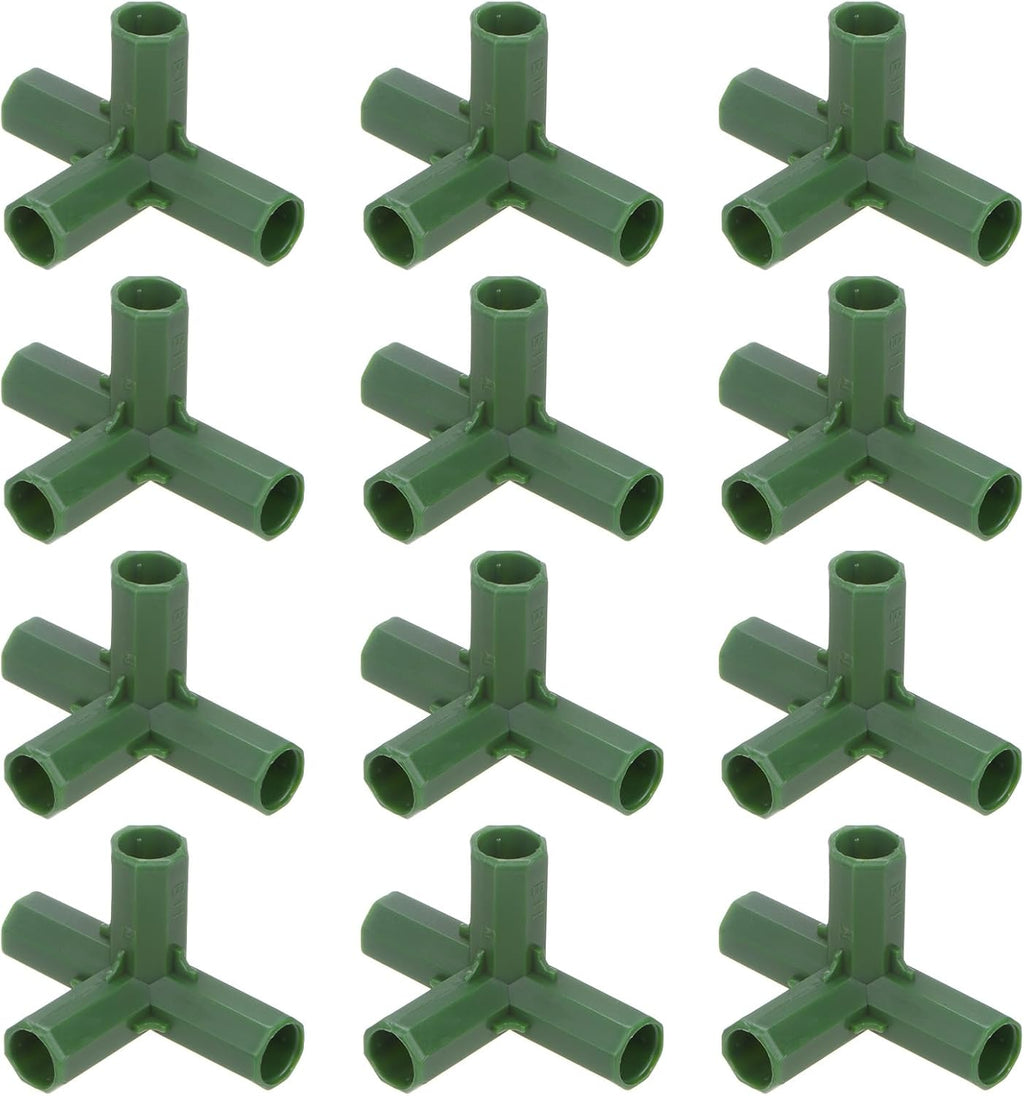 4 Pcs 11mm Greenhouse Frame Building Connectors, 4 Way Right Angle Pipe Fitting for Grape Trellis/Sunscreen Shed/Gardening Plant Stakes, Greenhouse Accessories [Green]