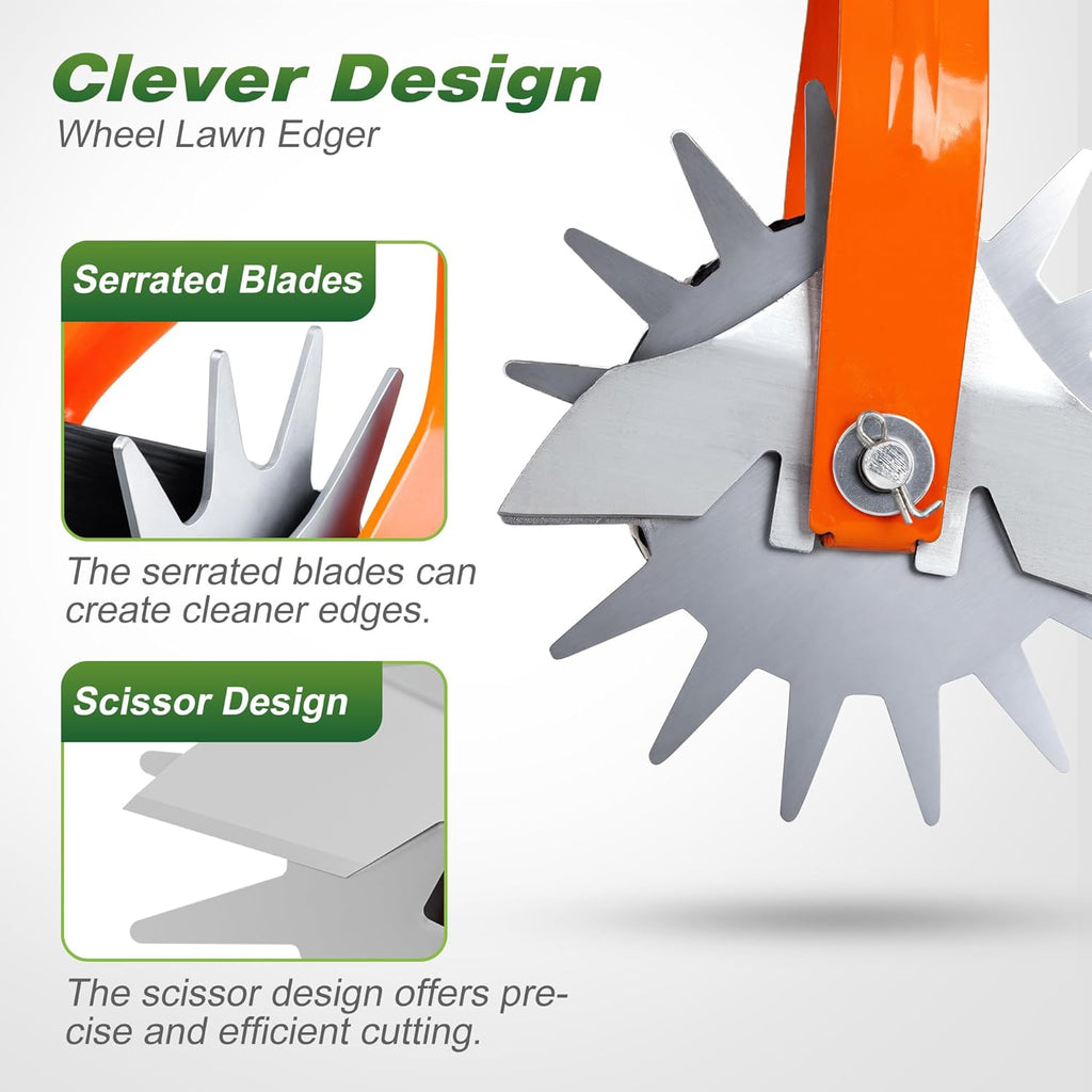 Walensee Wheel Rotary Edger, 69.7 Inch Hand Manual Edger Lawn Tool with Adjustable Stainless Steel Handle, Trimming Grass Weed Edger with Cushion Grip for Garden Sidewalks Driveways and Landscaping