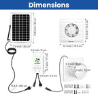 Solar Fan for Chicken Coop with Battery and Adjustable Thermostat, Solar Powered Fan with 12W Bifacial Solar Panel & 4" Exhaust Fan Accessories with Anti-backflow Valve