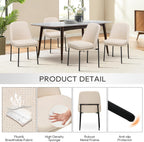 COLAMY Modern Dining Chairs Set of 2, Upholstered Dining Room Chairs Dinner Chair Kitchen Chairs with Curved Back and Metal Legs, Beige