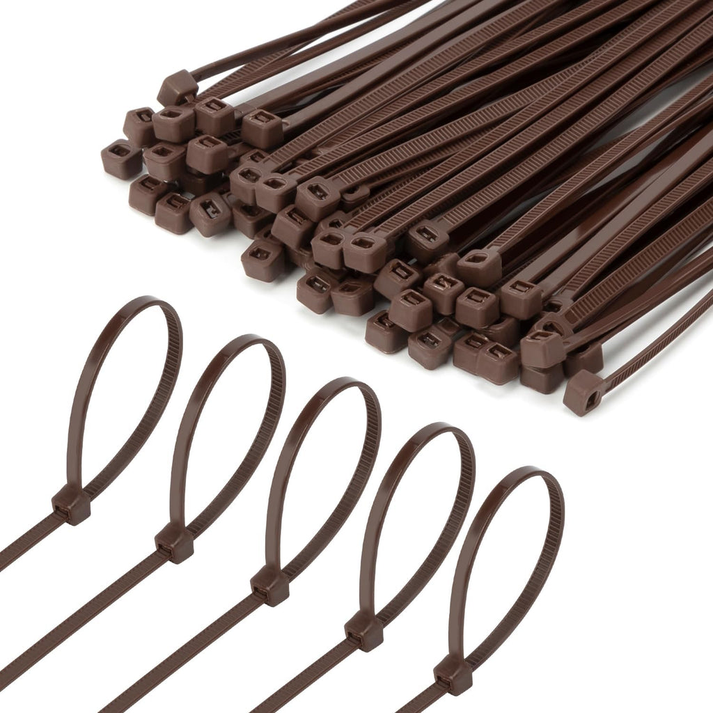 6 Inch Brown Zip Tie 1000 PCS, 18 Lbs - Small to Medium Zip Tie, Nylon PA66 UV Resistant Cable Tie for Indoor and Outdoor Use - Ideal for bundling and securing objects