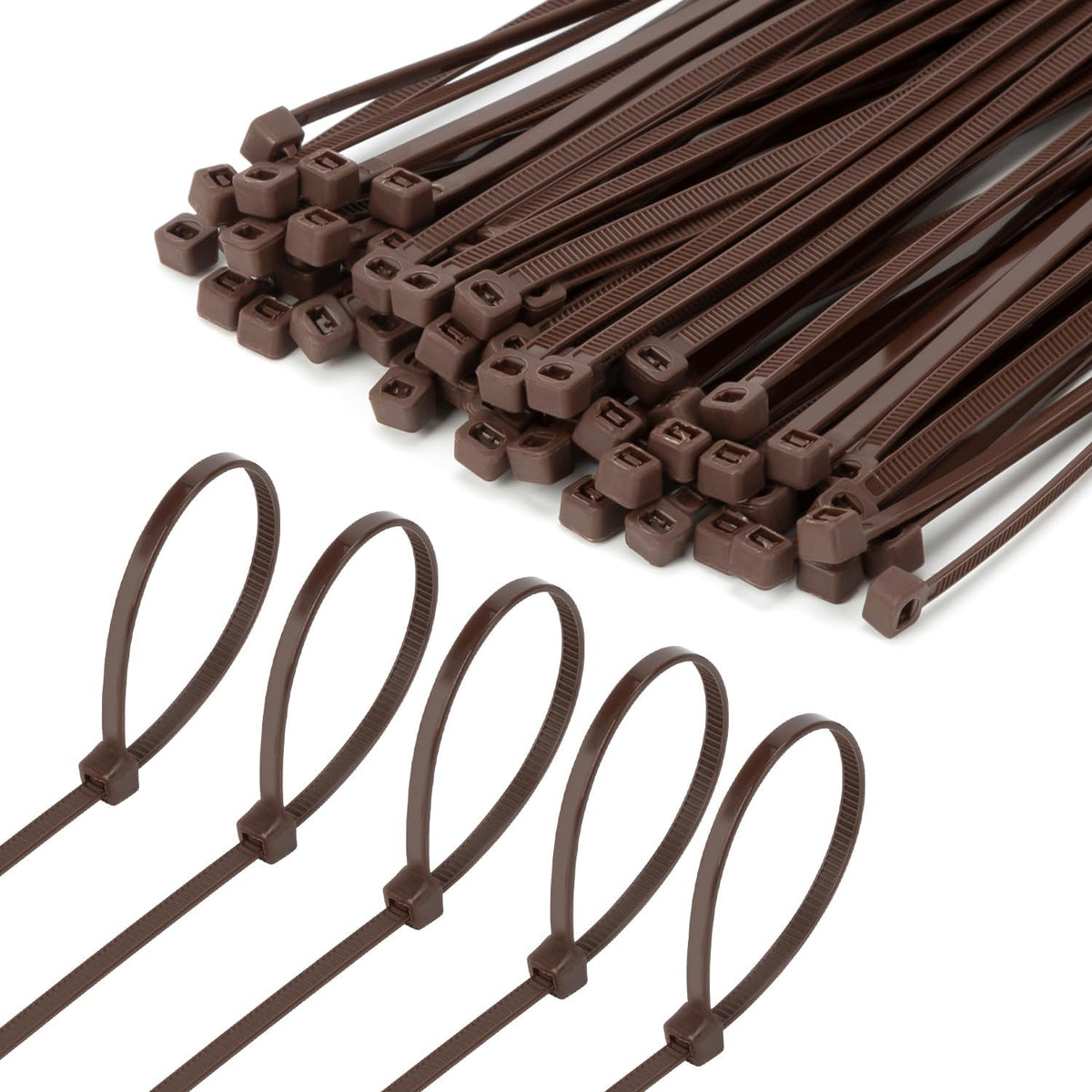 6 Inch Brown Zip Tie 1000 PCS, 18 Lbs - Small to Medium Zip Tie, Nylon PA66 UV Resistant Cable Tie for Indoor and Outdoor Use - Ideal for bundling and securing objects