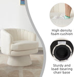 CANMOV Swivel Accent Chair with Armrest, Modern 360 Degree Swivel Barrel Chair with Curve Back and Soft Cushion,Comfy Round Sherpa Teddy Armchair Single Sofa for Living Room,Bedroom,Waiting Room,Beige