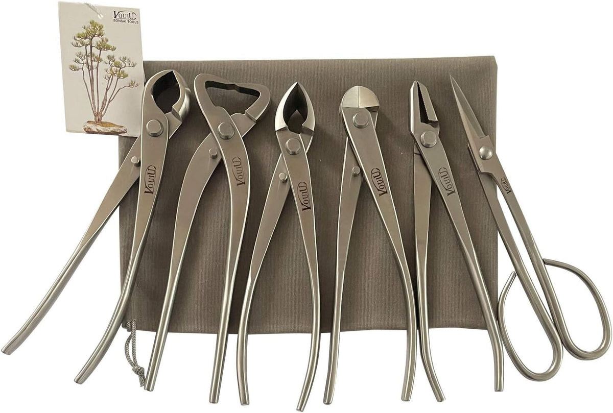 6-Piece Bonsai Tool Set,Knob Cutter,Trunk Splitter,Concave Cutter,Wire Cutter,Jin Pliers,Bonsai Scissors