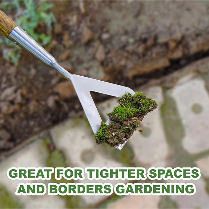 Haliaeetus Women's Dutch Hoe, 51'' Long Handle Dutch Hoe Weeder for Standing to Remove Weeds, Stainless Steel Push Pull Weeder for Weeding in Between Seedlings, Removal of Moss and Soil Loosening