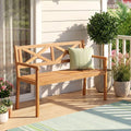 Solid Acacia Wood Outdoor Chair Armrests Backrest 44in Seat 800lb Capacity Backyard