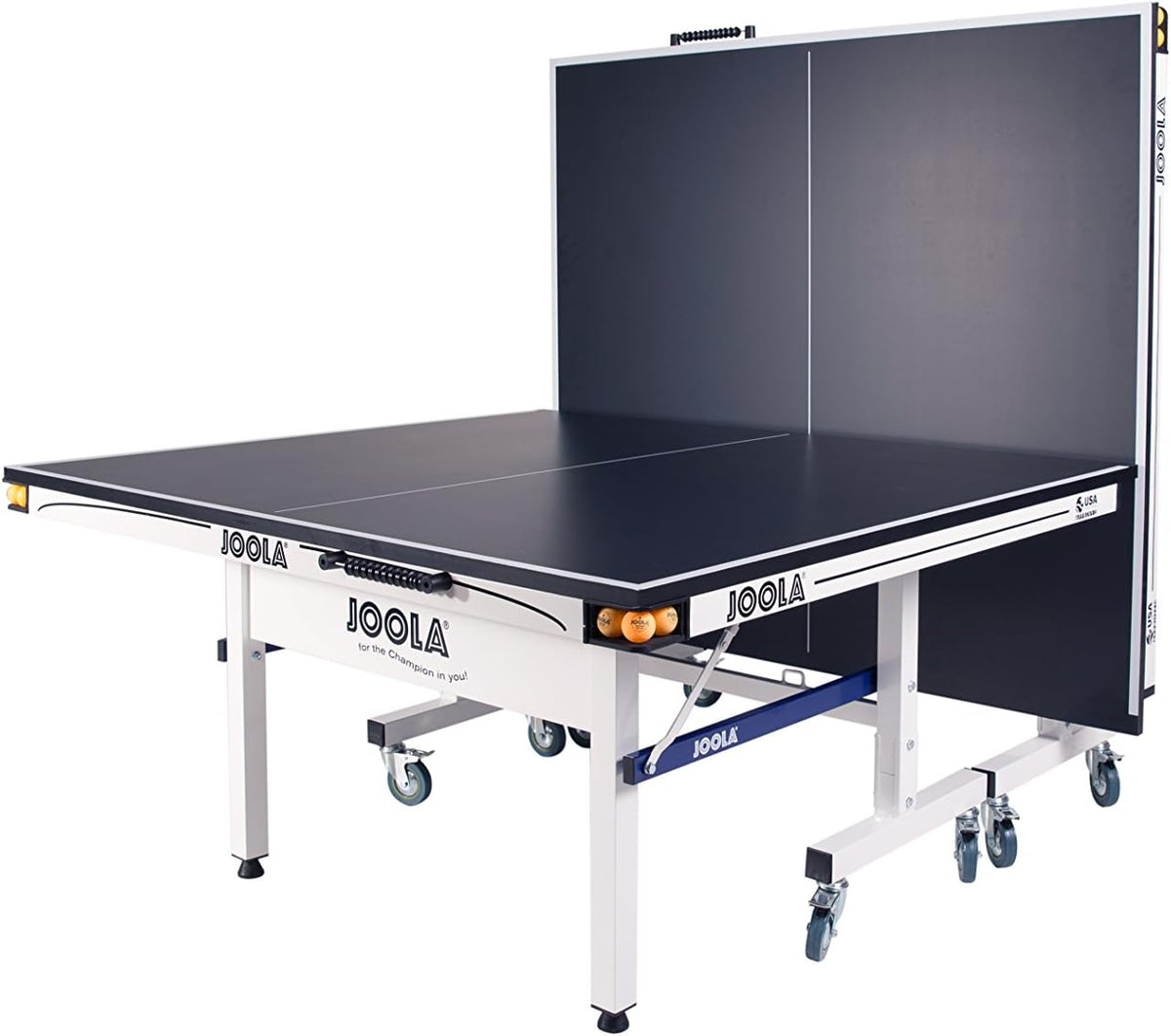 JOOLA Rally TL Professional MDF Indoor Ping Pong Table w/Quick Clamp Table Tennis Net & Post Set - 10 Minute Easy Assembly - Corner Ball Holders - Tournament Quality - Includes Playback Mode