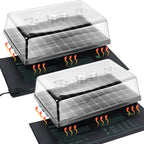 SOLIGT 2 Set 60-Cell Seed Starter Kit - Strong Seed Trays with Humidity Domes, Cell Trays and Seedling Heat Mats - Cloning, Propagation and Germination Station