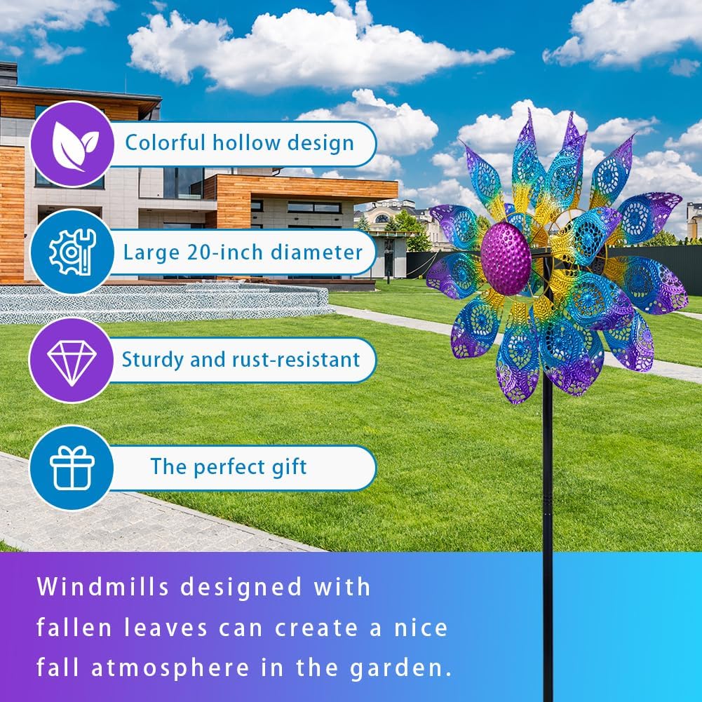 Large Wind Spinners Outdoor,Wind Spinner for Yard Metal Wind Sculptures & Spinners 82.8 Inch Windmill Kinetic Yard Art for Patio,Lawn & Garden Decor