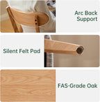 100% Solid Wood Upholstered Dining Chairs, Mid Century Modern Oak Dining Chairs with Curved Back Design with Butterfly Wing Shape for Kitchen, Dining Room, Restaurant (6, Log Color-Beige Cushion)