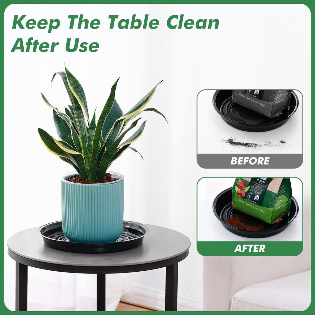 20 Pack 6 Inch Plant Saucer, Black Plant Saucers for Indoors No Holes, Plastic Plant Saucer for Plant Pots Plant Water Catcher Tray, Small Flower Pot Saucers Bulk Plant Drip Trays for Potted Plants