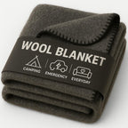 Wool Camping Blanket – 70% Wool Heavy-Duty Military Style Throw, Warm & Washable, Fire Retardant Cover for Emergency, Survival & Outdoor Use – Perfect for Camping, Car, Home & Hiking, Grey 62x84