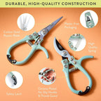 Modern Sprout Hand Pruners & Shears Set with Blister Pack - Lightweight Gardening Tools with Easy Lock - Sharp Carbon Steel Blades -Rust Resistant Scissors for Herbs, Flowers - Lavender