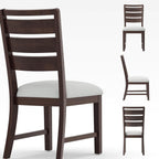 COLAMY Wooden Dining Chairs Set of 2, Farmhouse Upholstered Dining Room Chairs with 3.5" Thick Cushion, FSC Solid Wood Ladder Back Kitchen Chairs for Home and Restaurant, Easy Clean,Brown