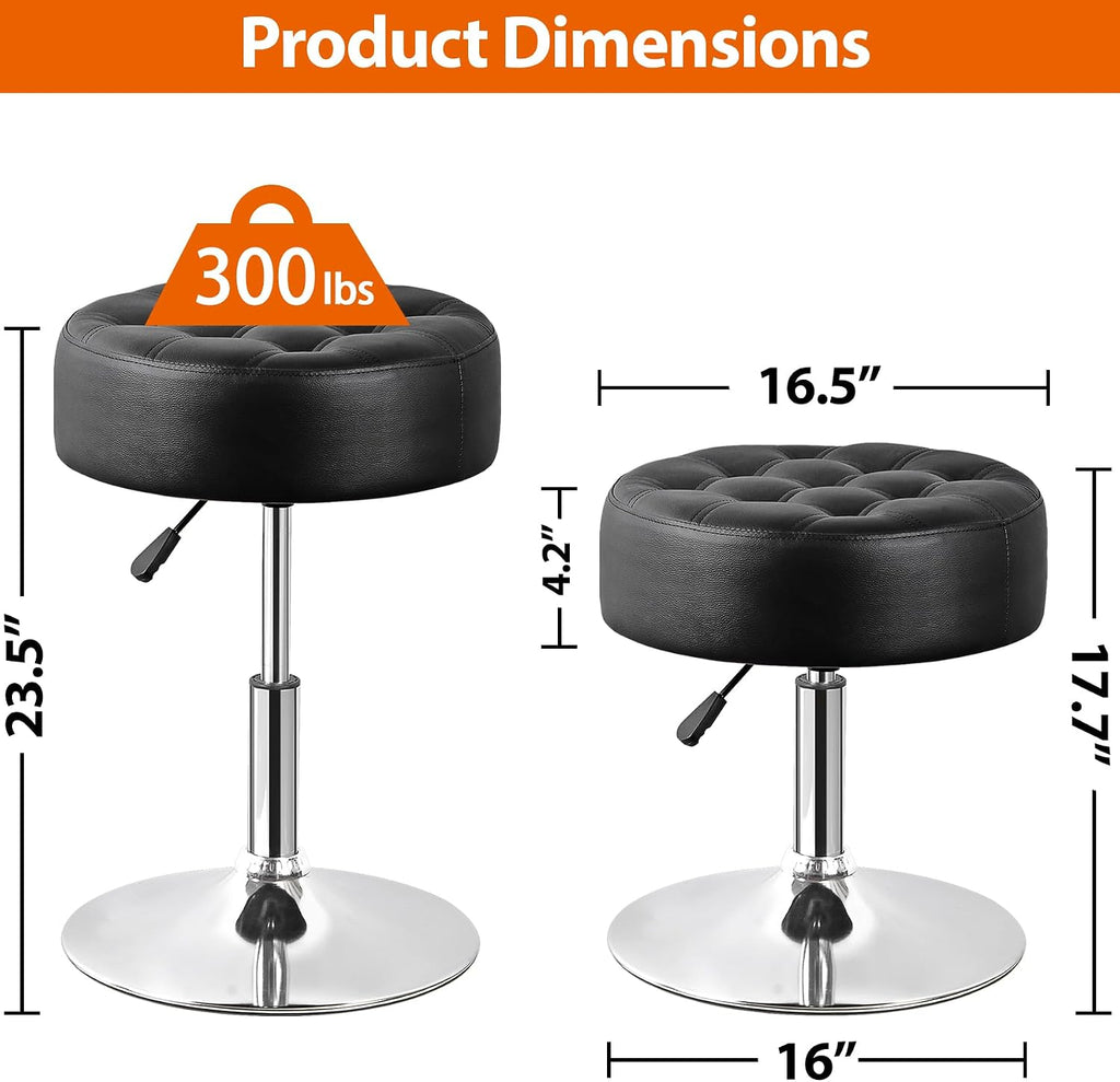 SUPER DEAL Vanity Stools for Makeup, Vanity Ottoman Chair with Adjustable Height and 360° Swivel for Makeup Room Bedroom Living Room, Black