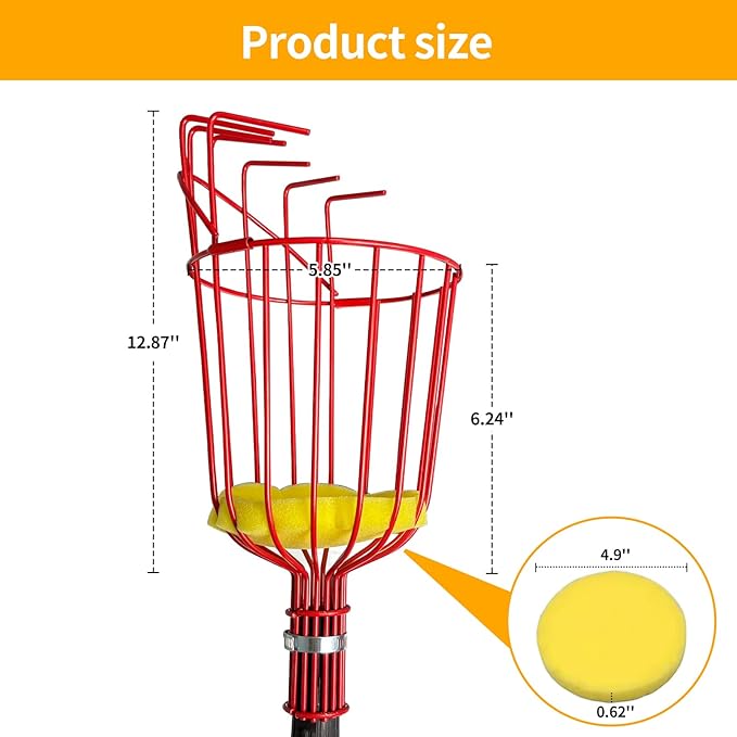 26FT Reach Fruit Picker Pole, Telescopic Picking Pole with Gentle Grip Claw & Collapsible Basket, Adjustable Apple Picker Pole Tool for Avocado Orange Lemon Pear Mango